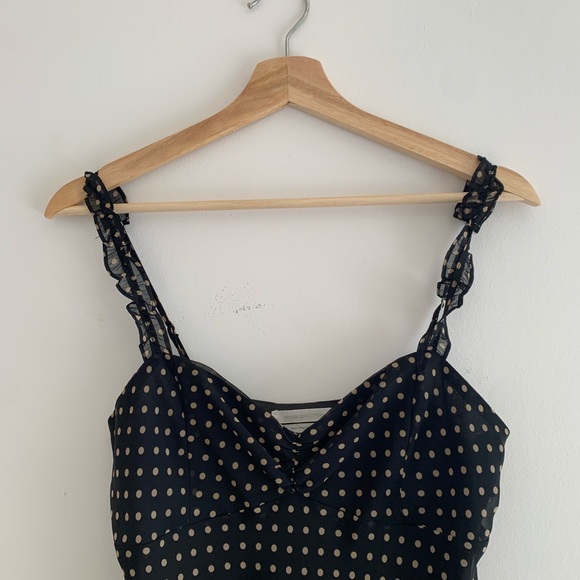 Chiffon summer dress polka dot black Sz S - Picture 7 of 9